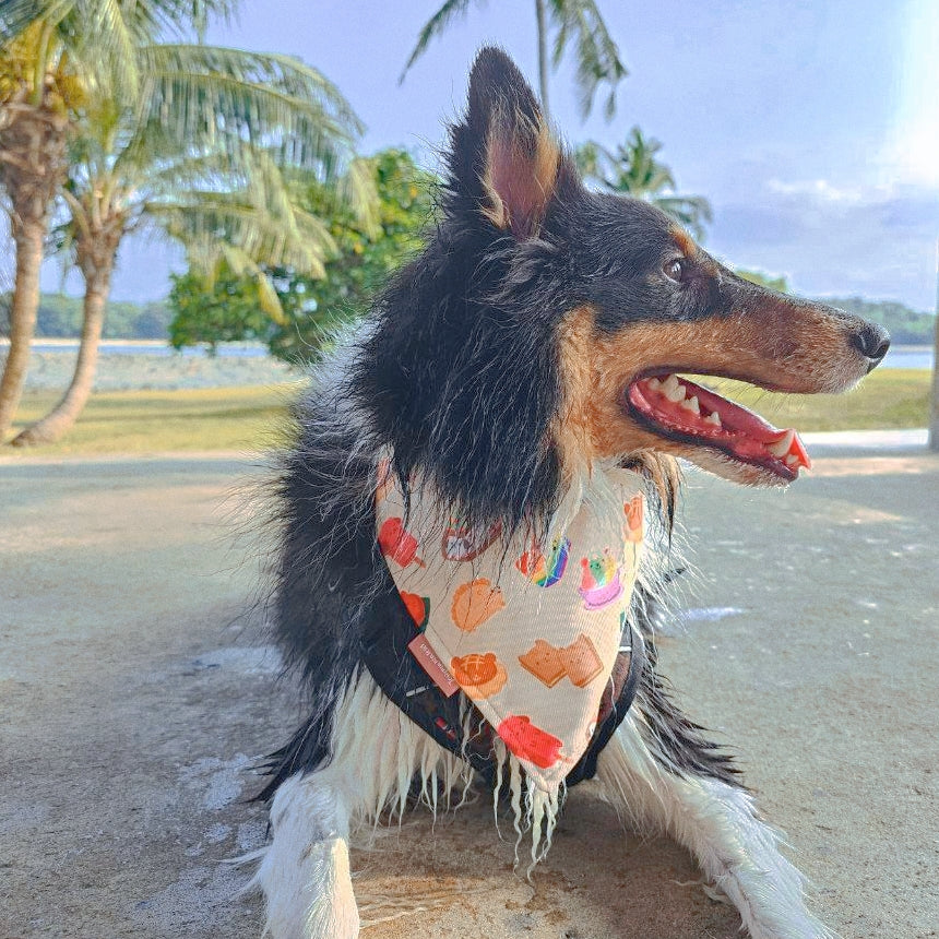 Animal Snacks (Cream) Reversible Bandana
