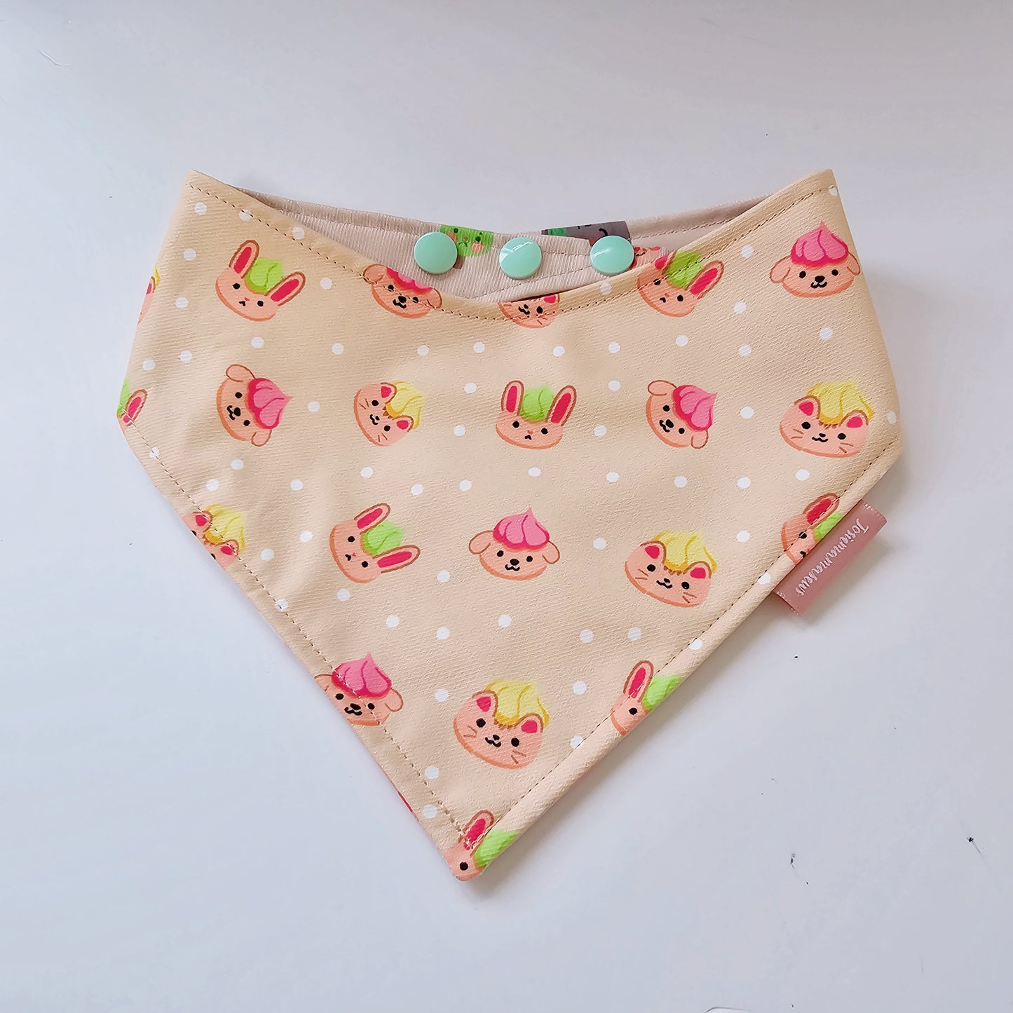 Gem biscuits x Okashi Size M Reversible Bandana (curved)