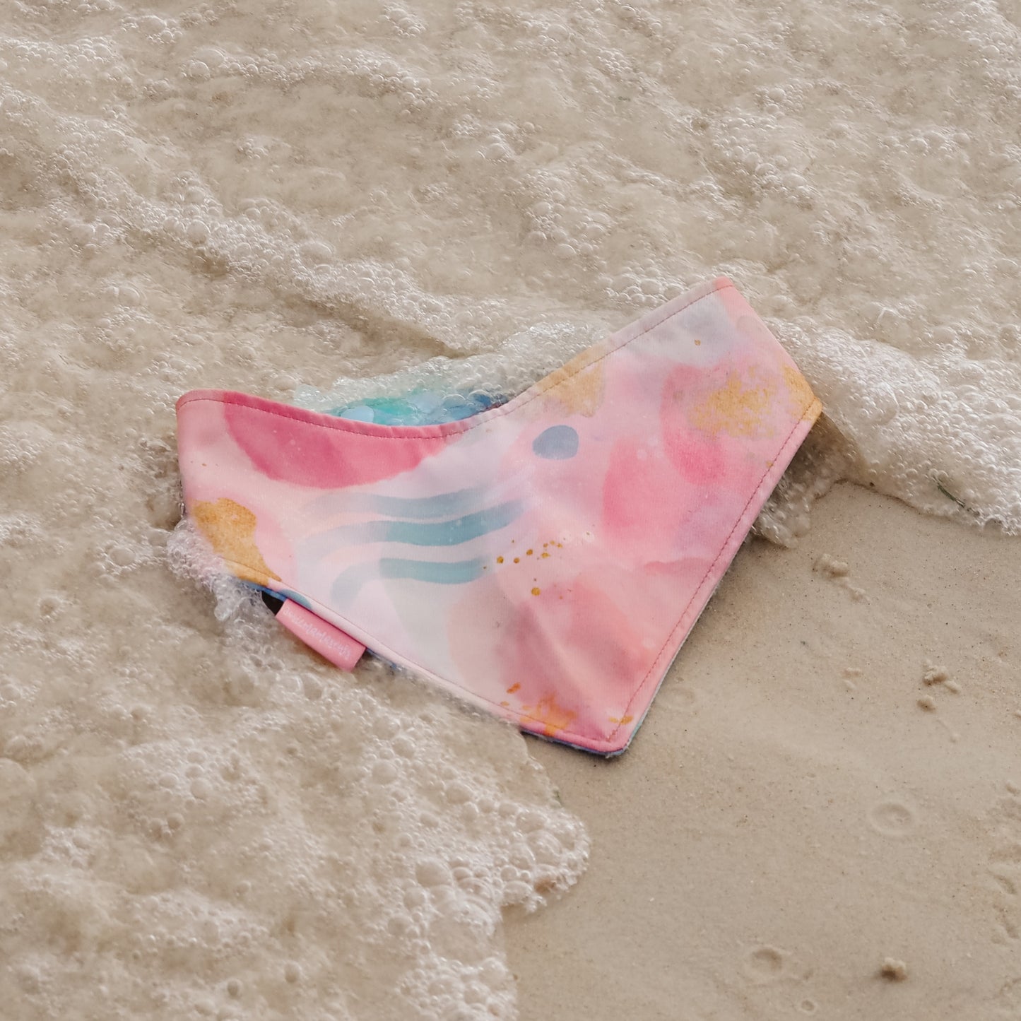 Watercolor Rose w/ Gold Speckles Reversible Bandana