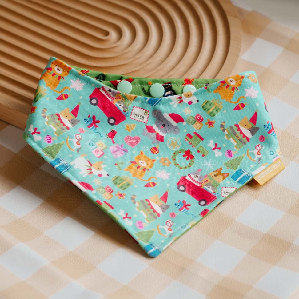 Santa’s Workshop (Green) Reversible Bandana