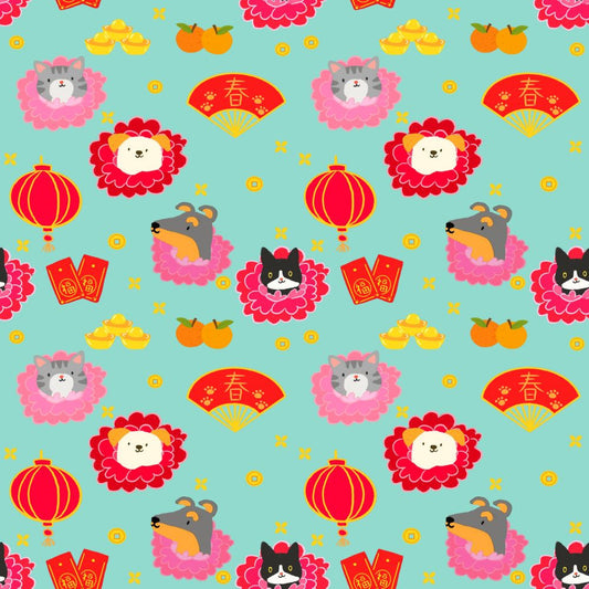 Pawsperous Blooms (Green) Reversible Bandana