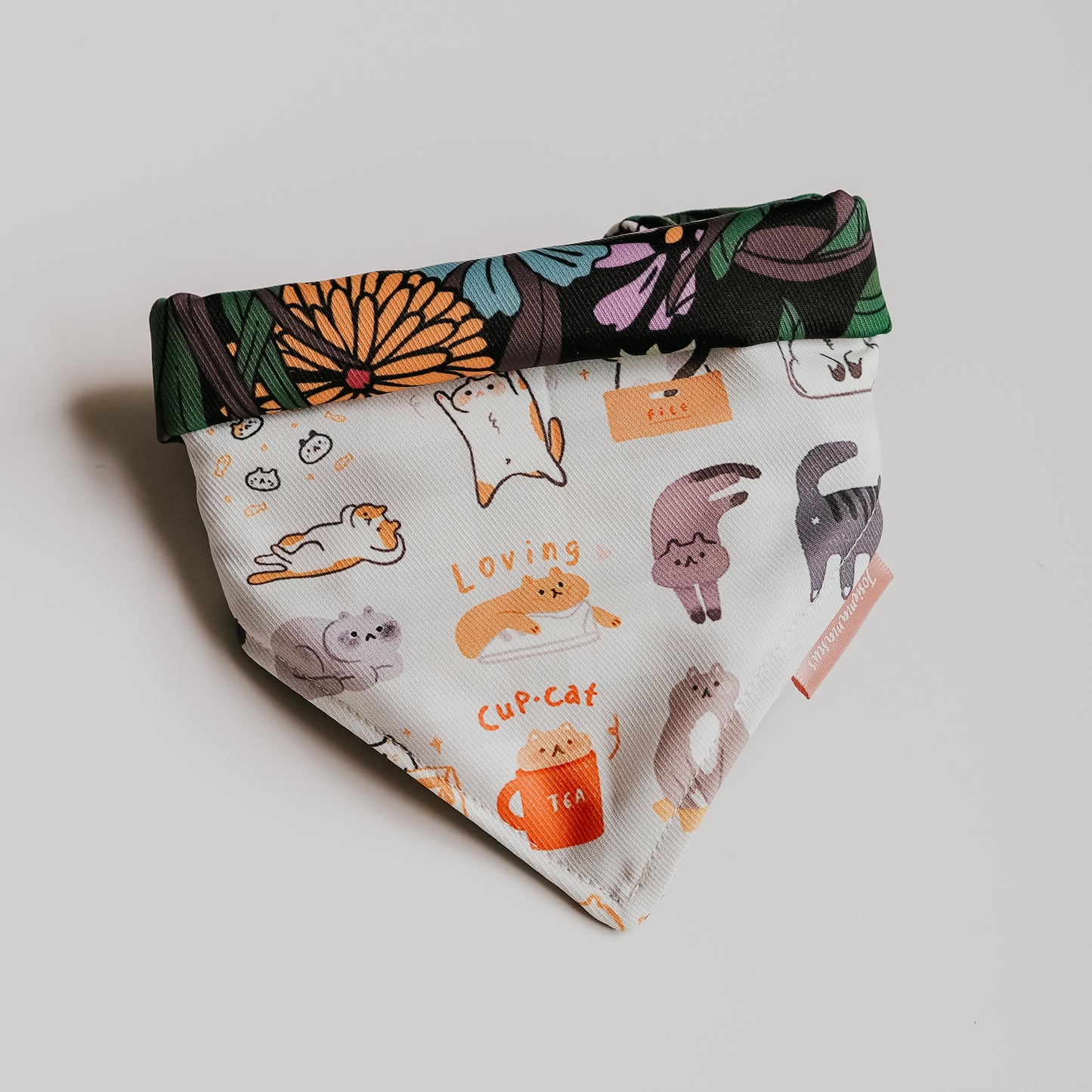 Cats x Garden Size S Reversible Bandana (foldover)
