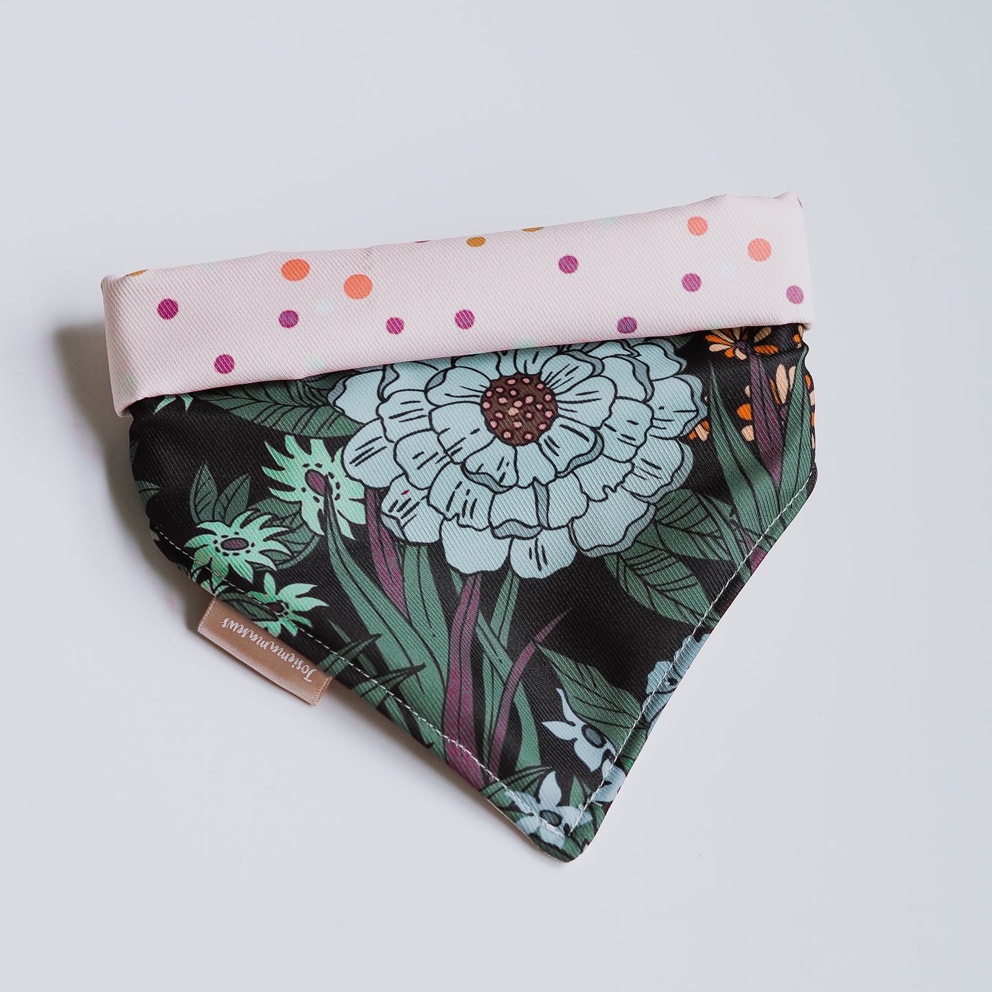 Polka dots x Garden Size M Reversible Bandana (foldover)