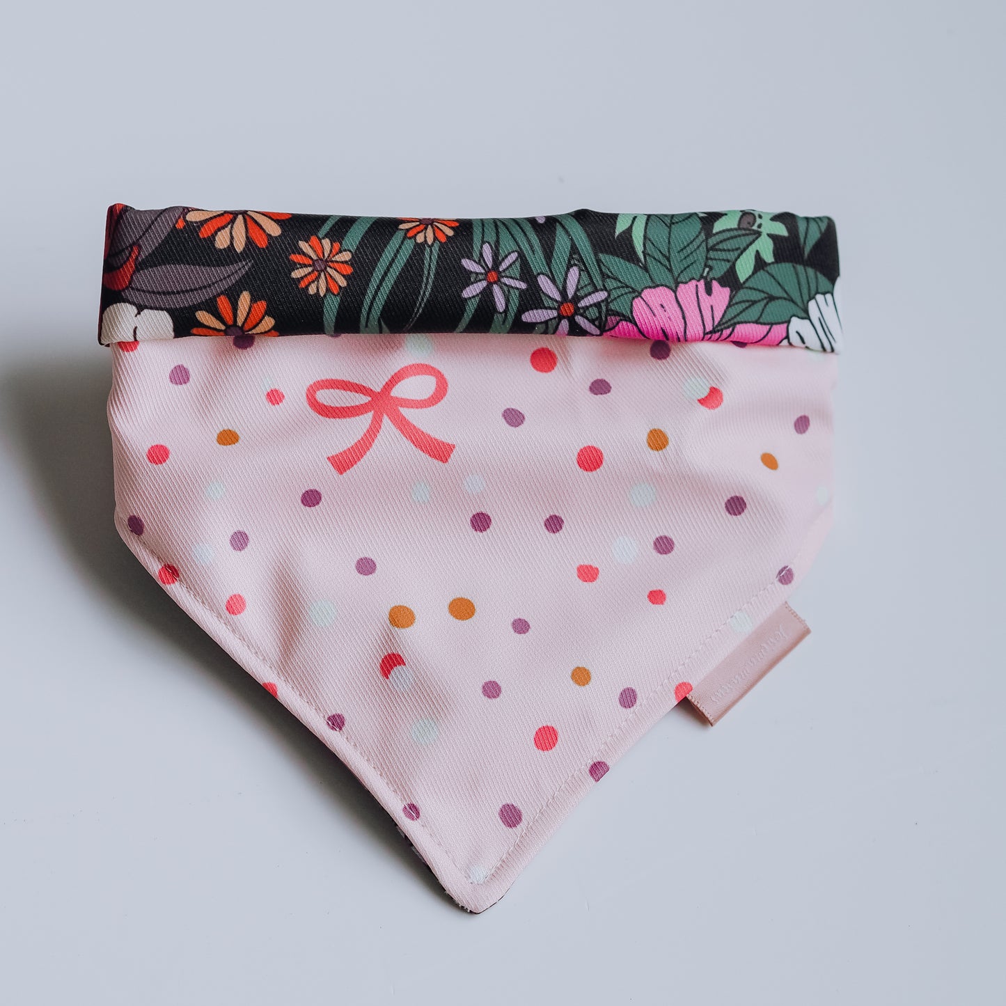 Polka dots x Garden Size M Reversible Bandana (foldover)