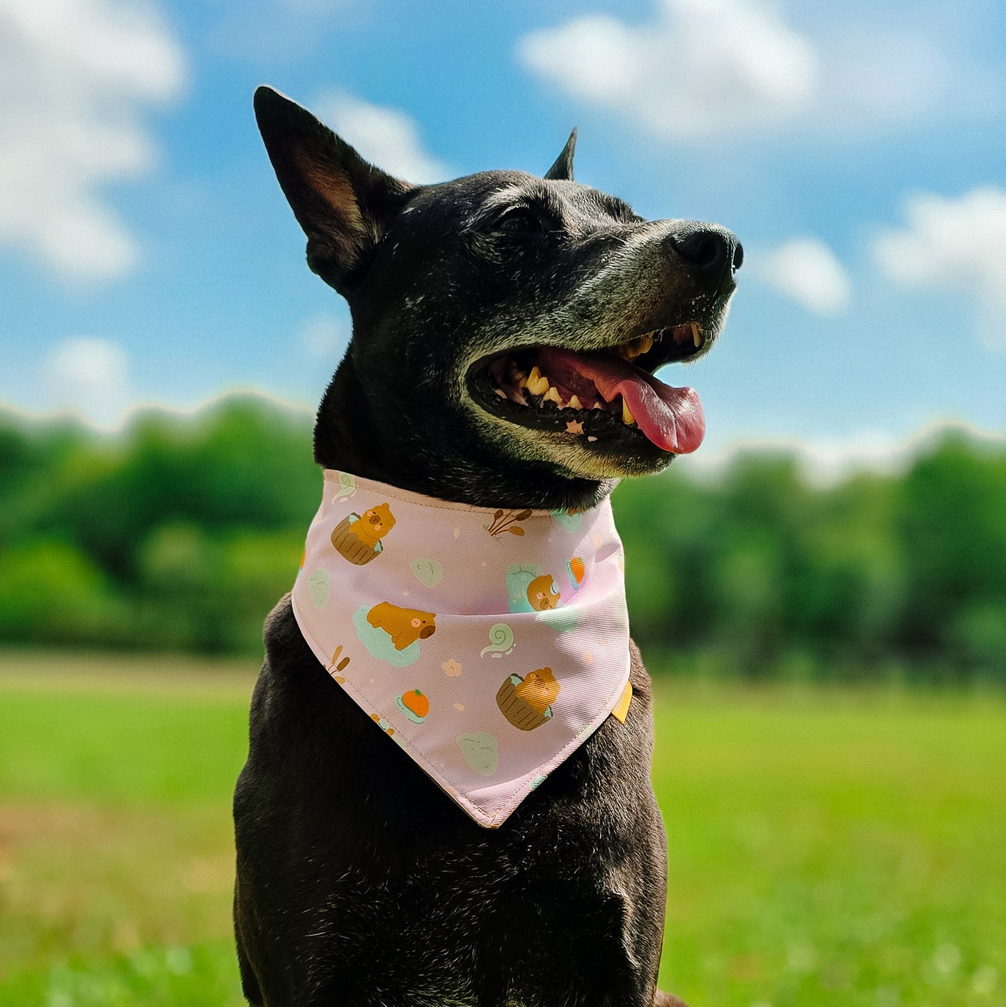 Capybara Onsen Reversible Bandana (Lilac)