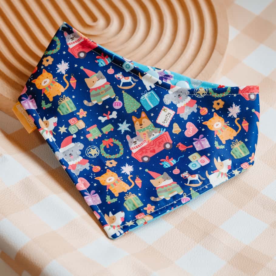Santa’s Workshop (Dark Blue) Reversible Bandana
