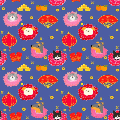 Pawsperous Blooms (Blue) Reversible Bandana