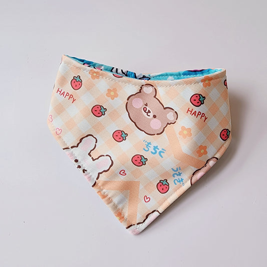 Kawaii bear x mercat Size XS Reversible Bandana (curved)